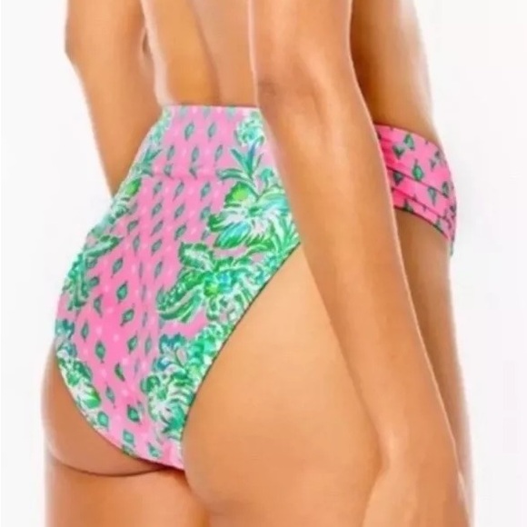 NWOT Lilly Pulitzer Clancy style bikini bottom size 12 in vibrant pink & green - Picture 8 of 9